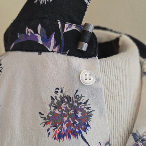 Kenzo Paris / dandelion print silk flutter sleeve Floral button up EU 38 US 6 - Picture 6 of 9